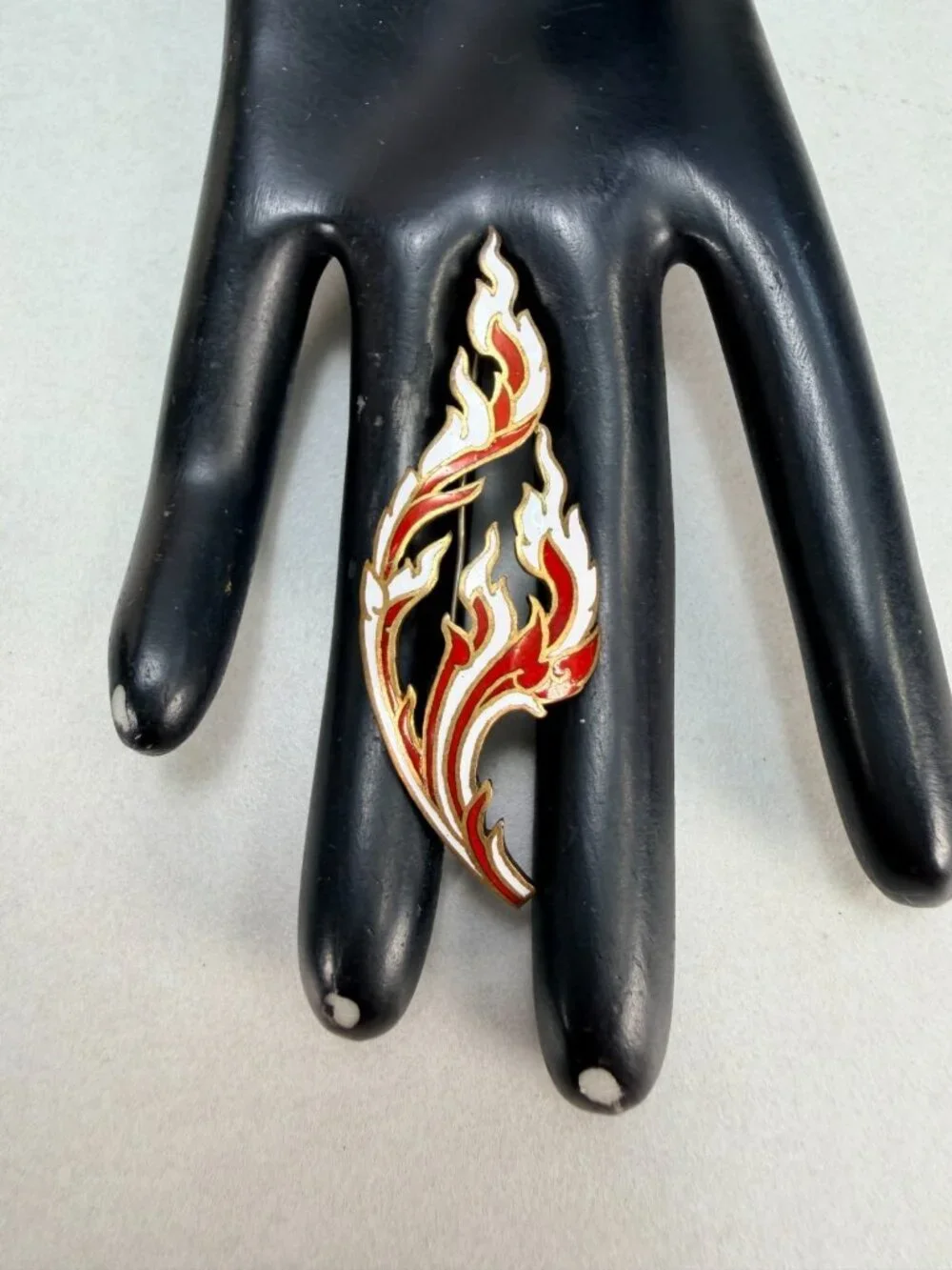 Vintage Siam Fire Flame Pin Brooch Abstract Fire Gold Tone Statement